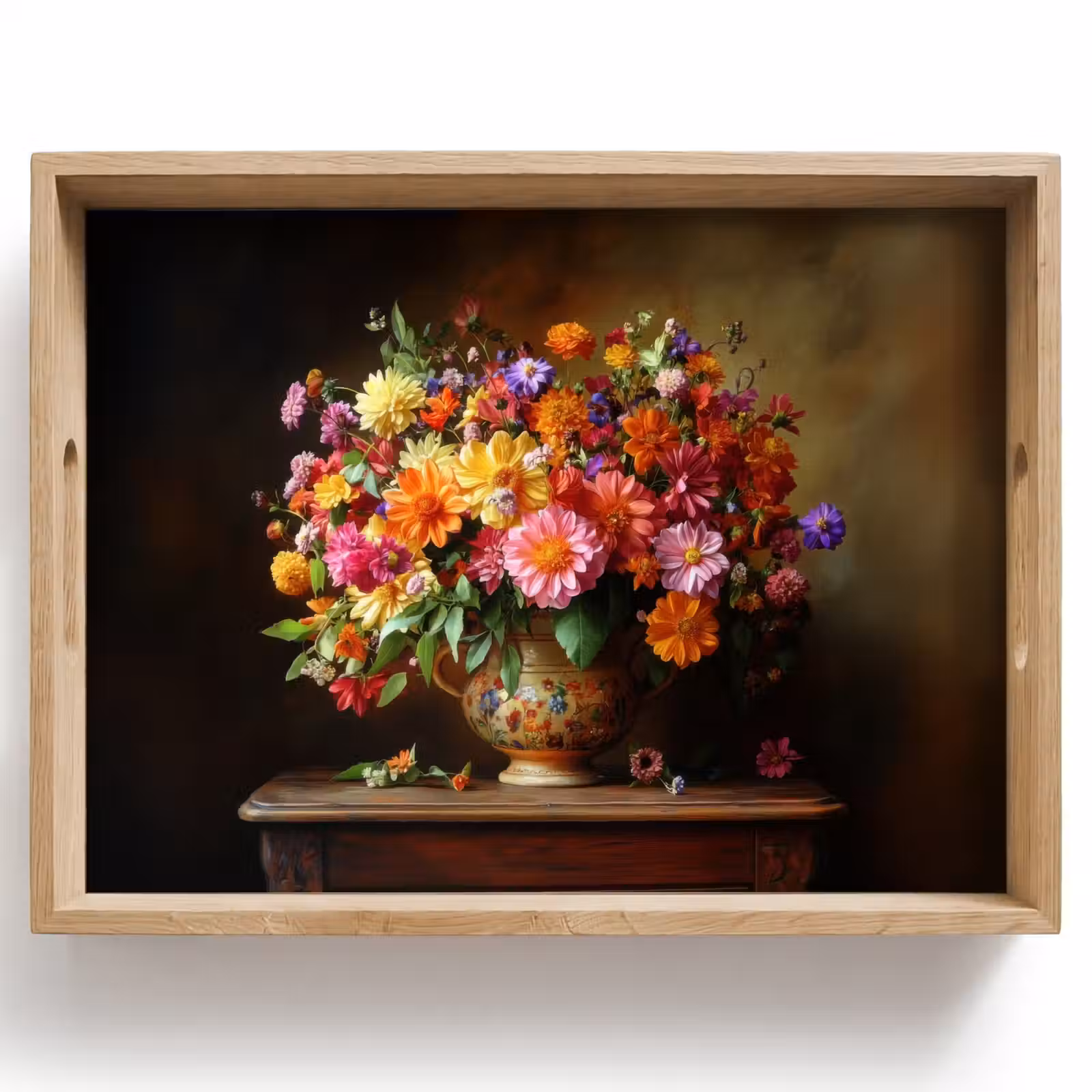 Dienblad - Kleuren - Boeket - Vaas - Hout — 1