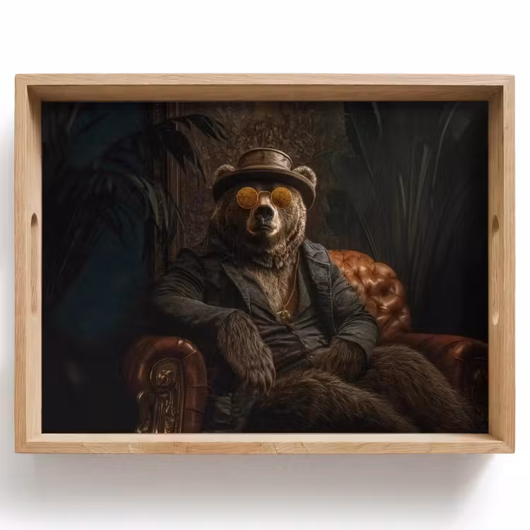Dienblad - Beer - Bruin - Pak - Hoed — 1