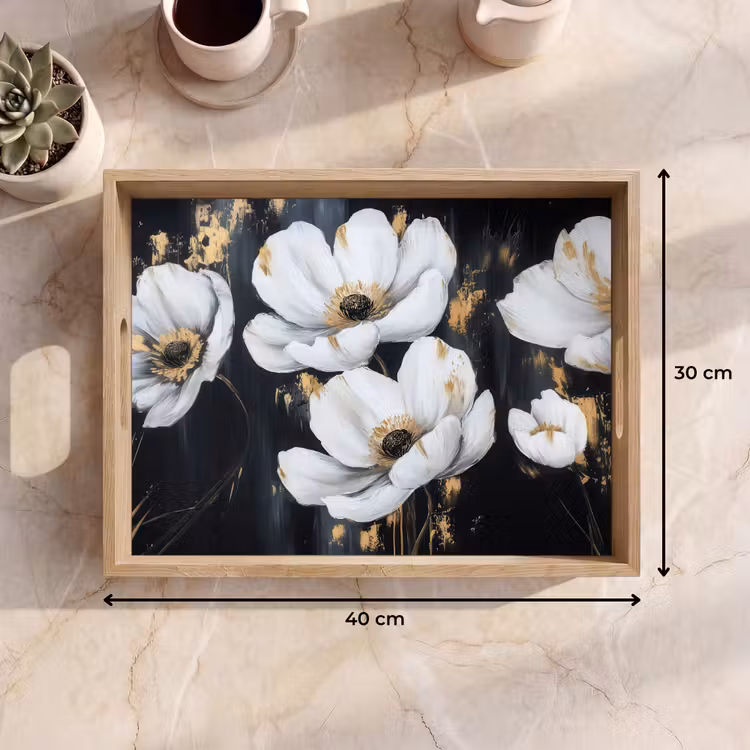 Dienblad - Bloemen - Wit - Abstract — 9