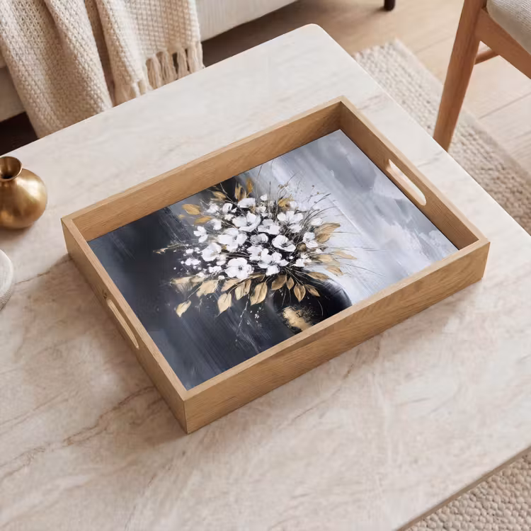 Dienblad - Bloemen - Wit - Vaas - Abstract — 2