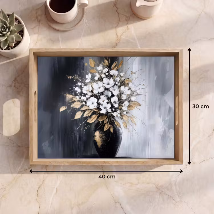 Dienblad - Bloemen - Wit - Vaas - Abstract — 9