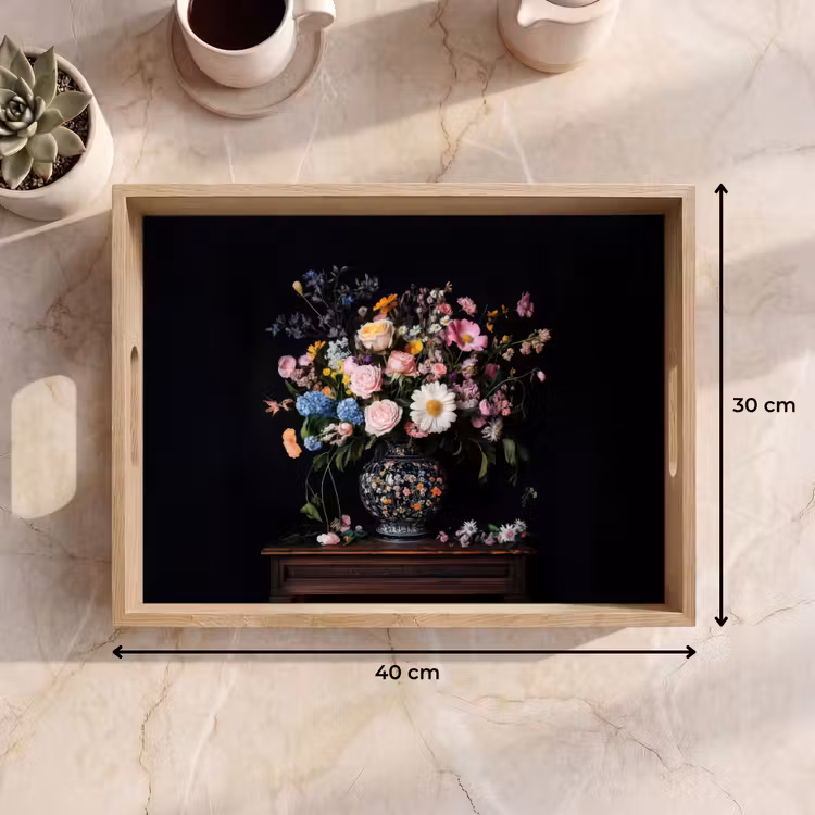 Dienblad - Bloemenvaas - Hout - Bloemen - Boeket — 9