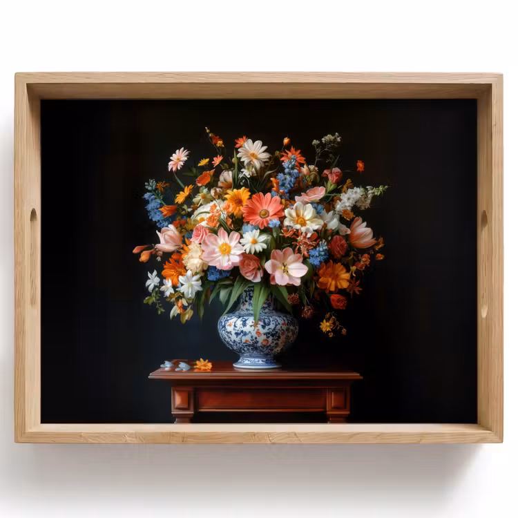 Dienblad - Boeket - Roze - Bloemen - Vaas — 1