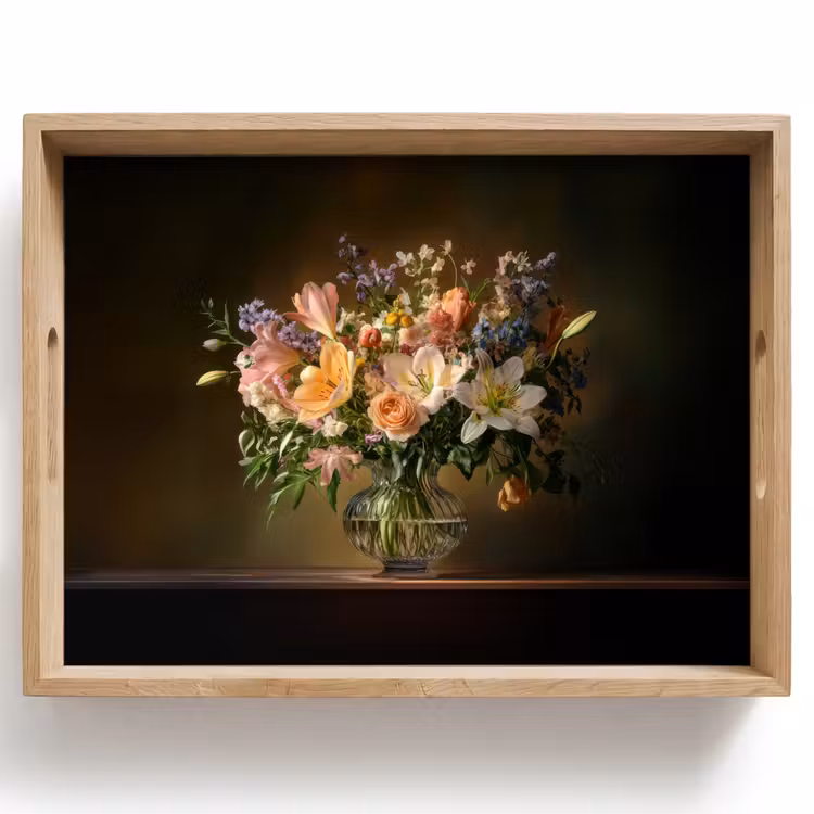 Dienblad - Glazen - Bloemen - Boeket - Kleuren — 1