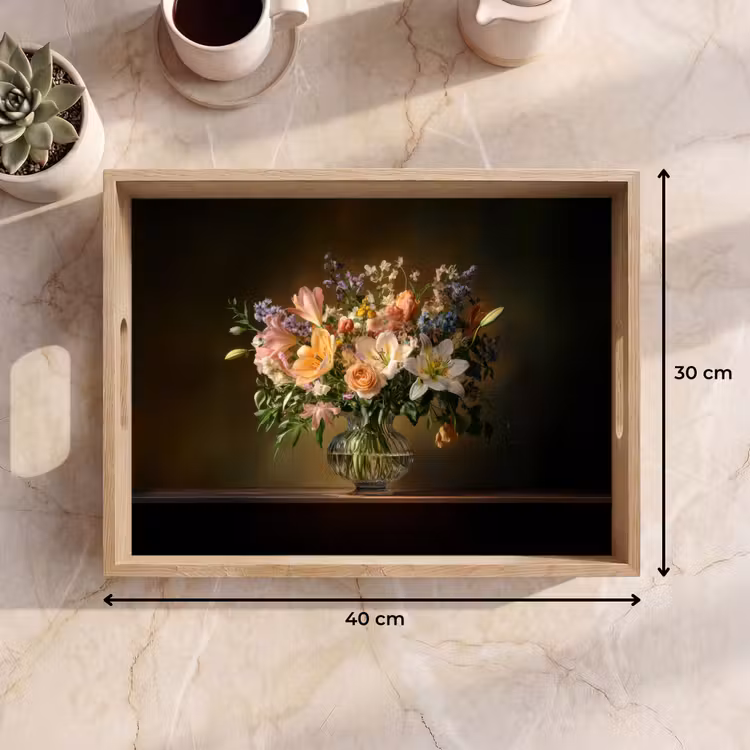 Dienblad - Glazen - Bloemen - Boeket - Kleuren — 9