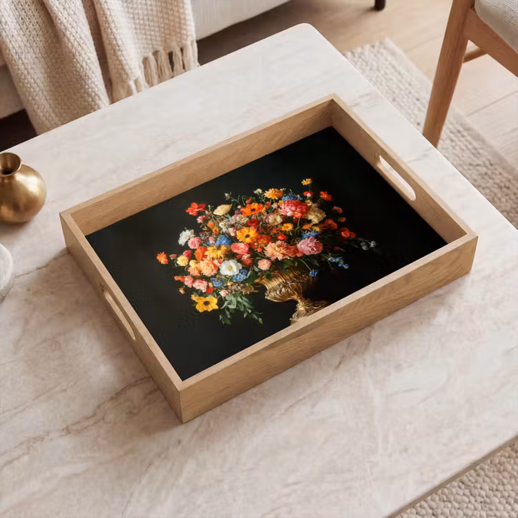 Dienblad - Goud - Bloemen - Kleuren - Vaas — 2