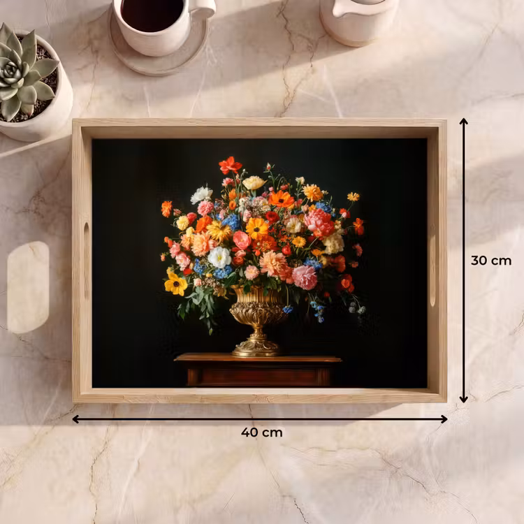 Dienblad - Goud - Bloemen - Kleuren - Vaas — 9