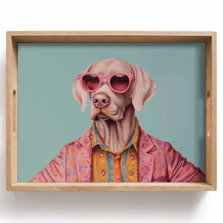Dienblad - Hond - Overhemd - Bloemen - Bril — 1