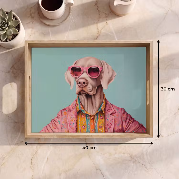Dienblad - Hond - Overhemd - Bloemen - Bril — 9