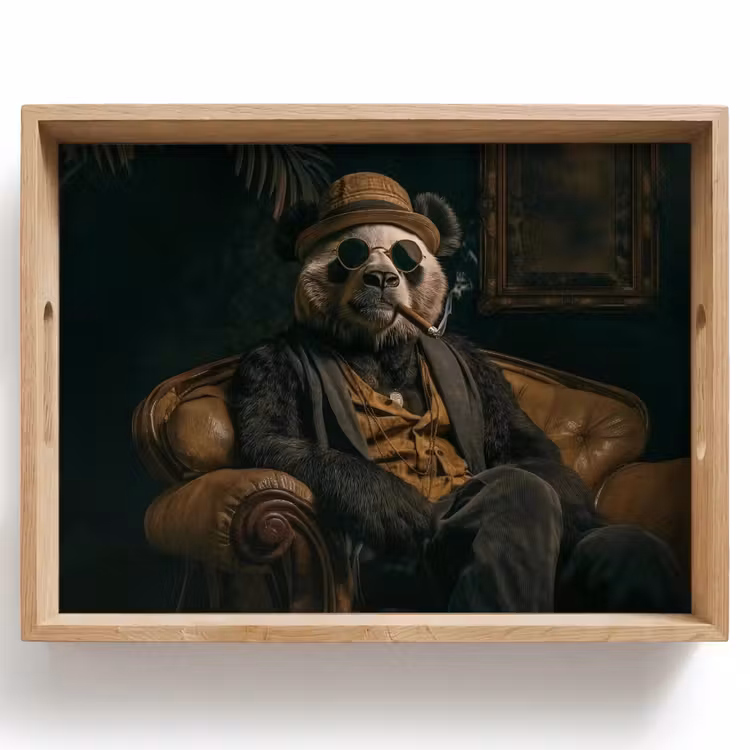 Dienblad - Panda - Hoed - Bril - Pak — 1