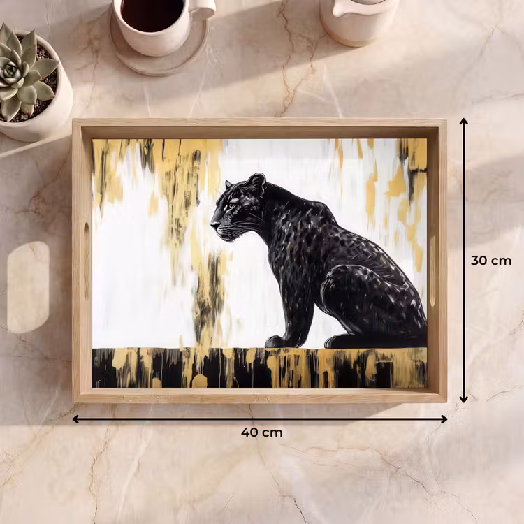 Dienblad - Panter - Zwart - Abstract - Goud — 9