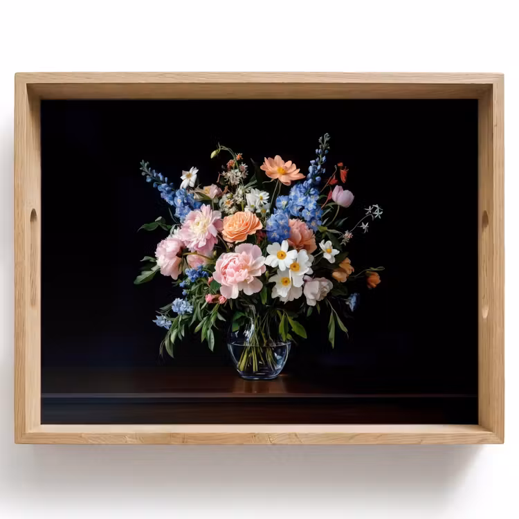 Dienblad - Pastel - Bloemen - Glazen - Vaas — 1