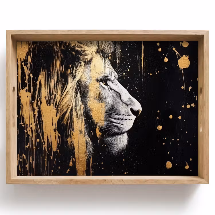 Dienblad - Portret - Leeuw - Abstract - Goud — 1