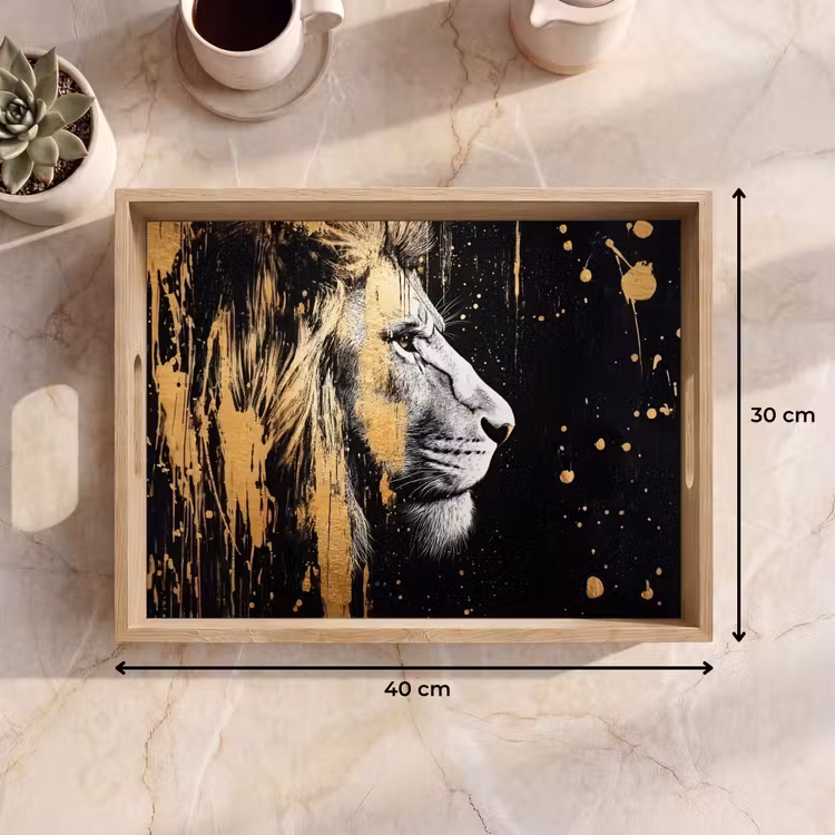 Dienblad - Portret - Leeuw - Abstract - Goud — 9