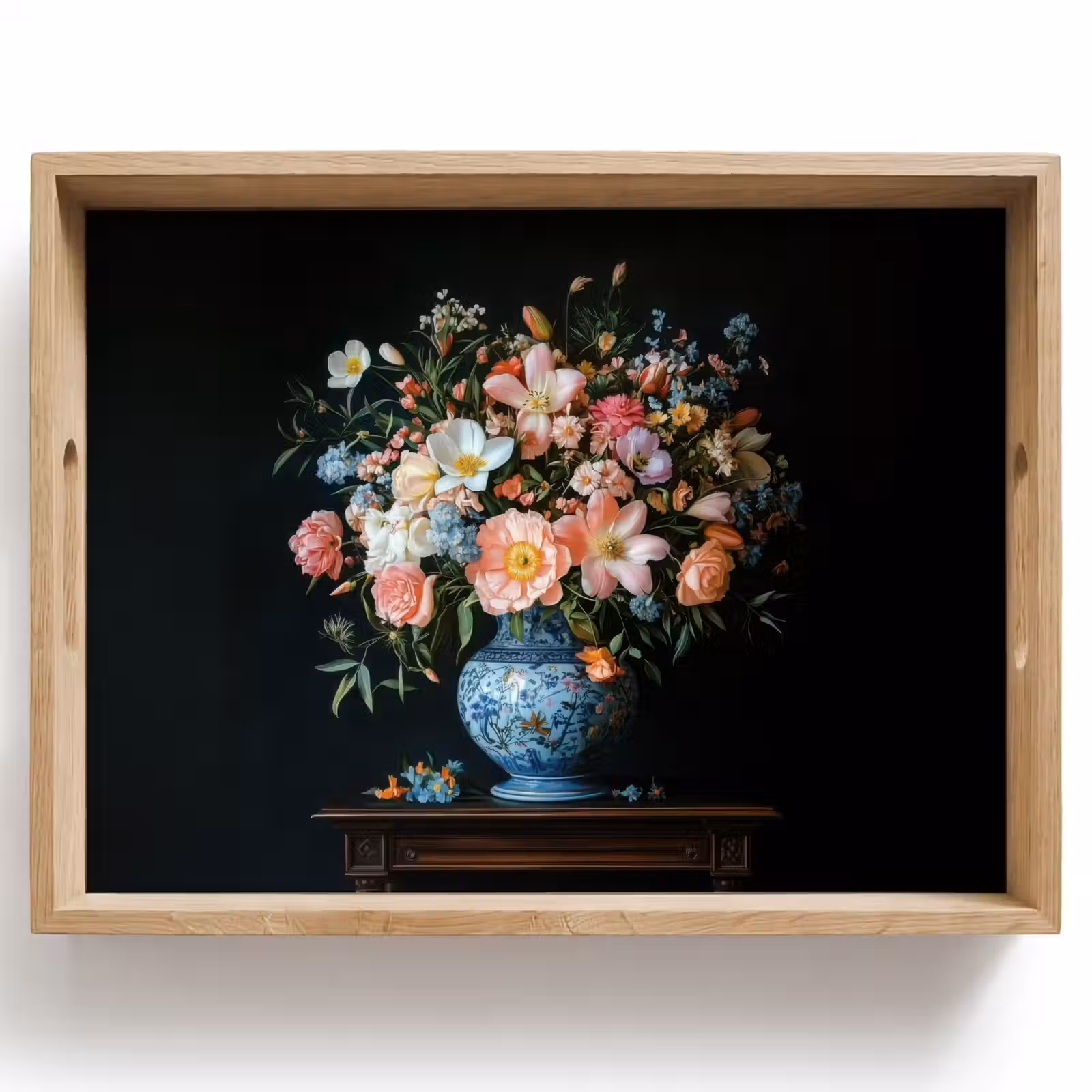 Dienblad - Roze - Bloemen - Vaas - Kleuren — 1