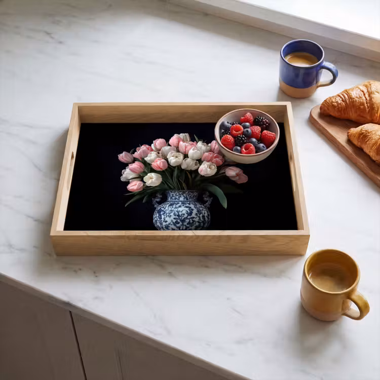 Dienblad - Bloemen - Roze - Tulpen - Vaas — 4