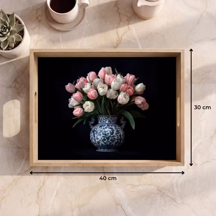 Dienblad - Bloemen - Roze - Tulpen - Vaas — 9