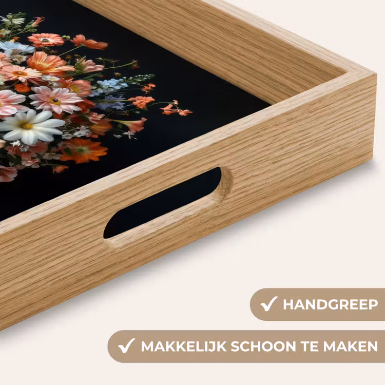 Dienblad - Hout - Vaas - Kleuren - Bloemen — 5