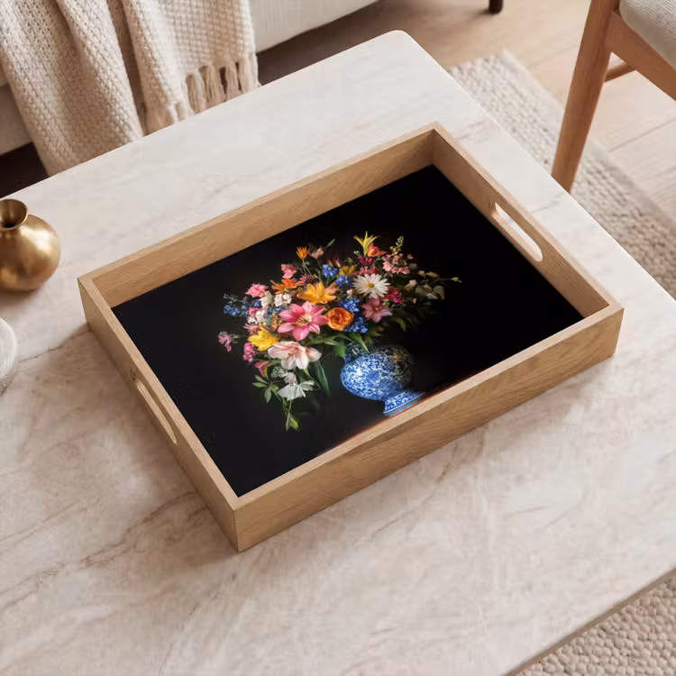 Dienblad - Kleur - Vaas - Bloemen - Boeket — 2