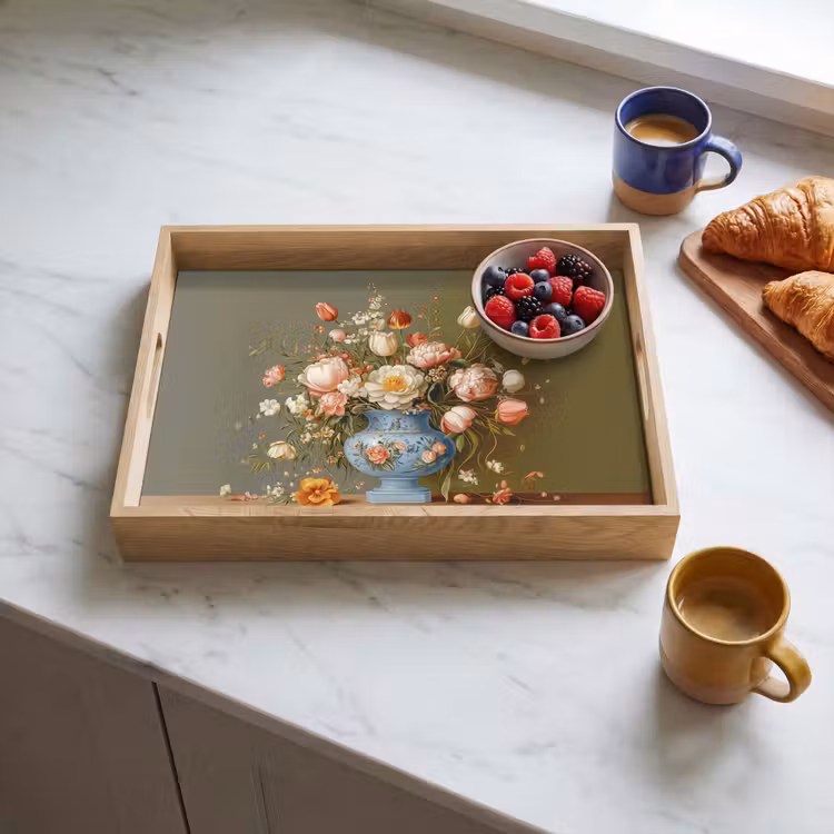 Dienblad - Neutral - Bloemen - Boeket - Vaas — 4