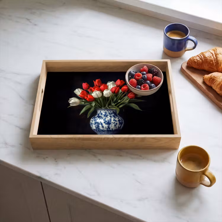 Dienblad - Rode - Bloemen - Tulpen - Vaas — 4