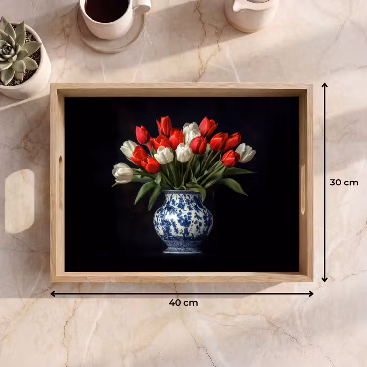 Dienblad - Rode - Bloemen - Tulpen - Vaas — 9