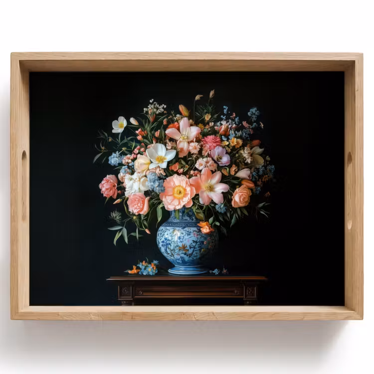 Dienblad - Roze - Bloemen - Vaas - Kleuren — 1