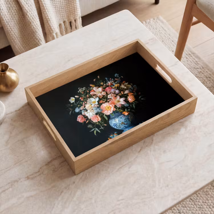 Dienblad - Roze - Bloemen - Vaas - Kleuren — 2