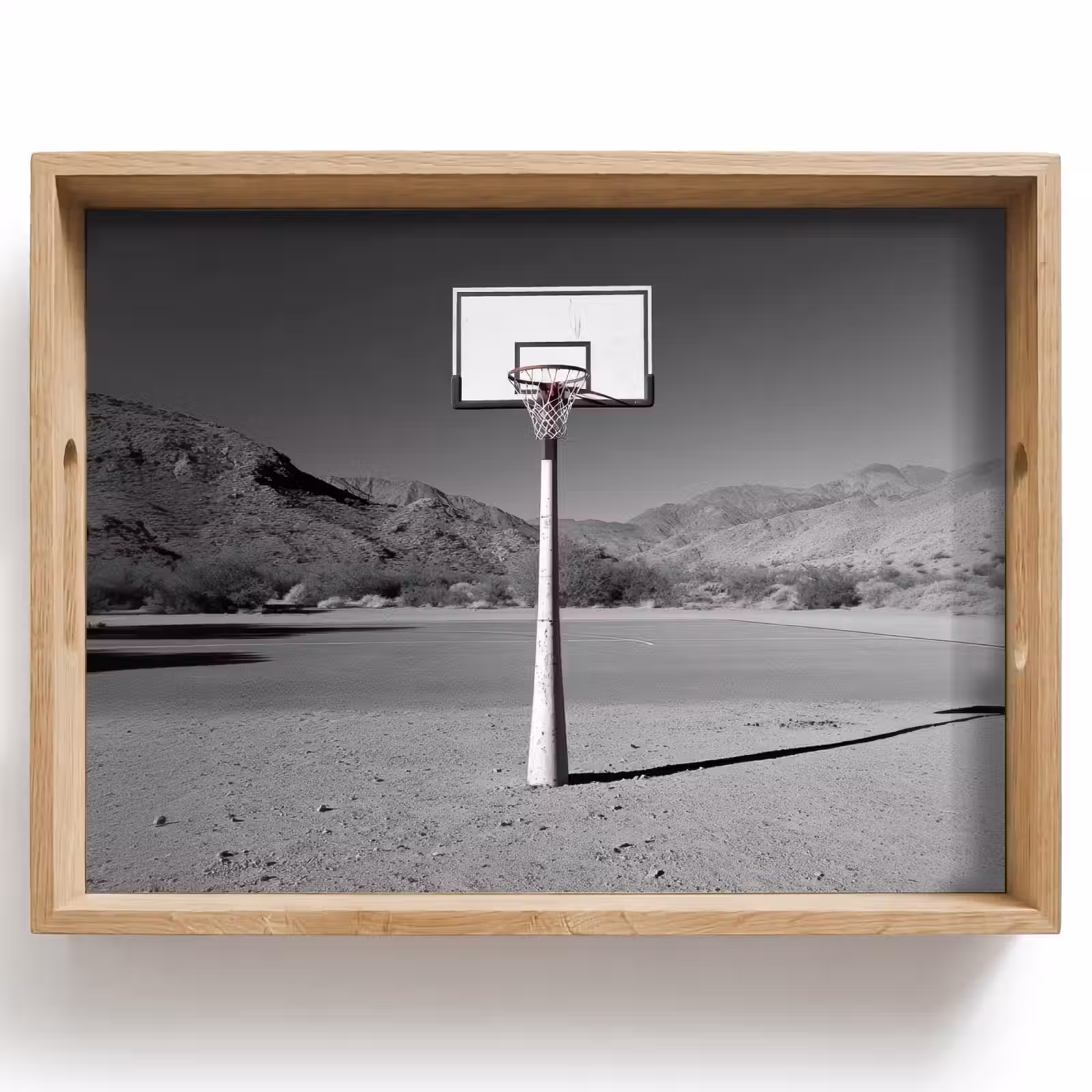 Dienblad - Basketbalpaal - Landschap - Zand - Wit — 1