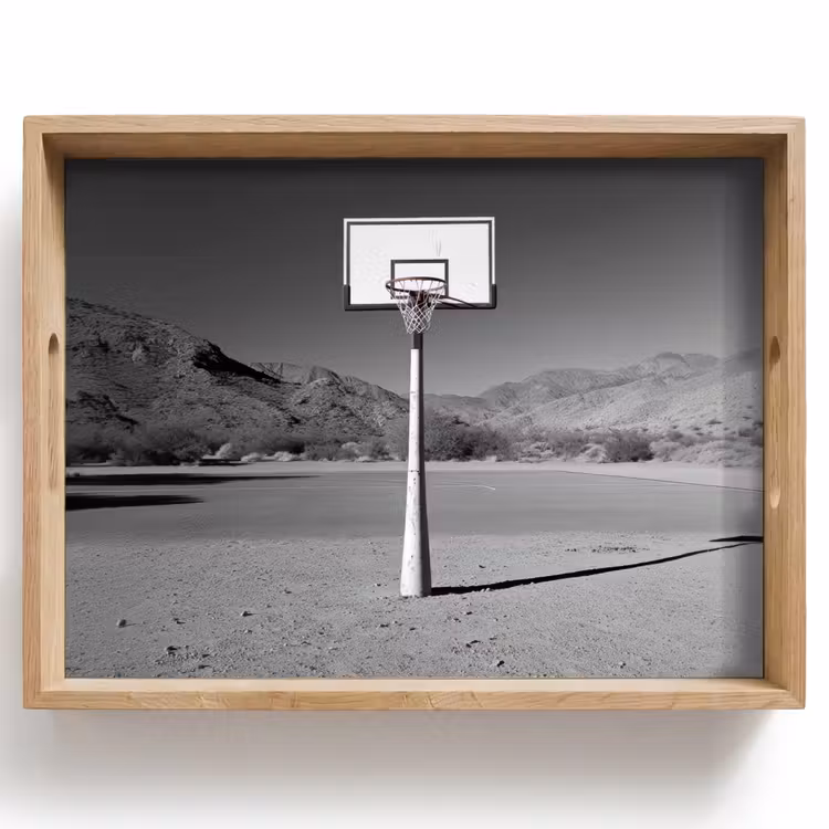 Dienblad - Basketbalpaal - Landschap - Zand - Wit — 1