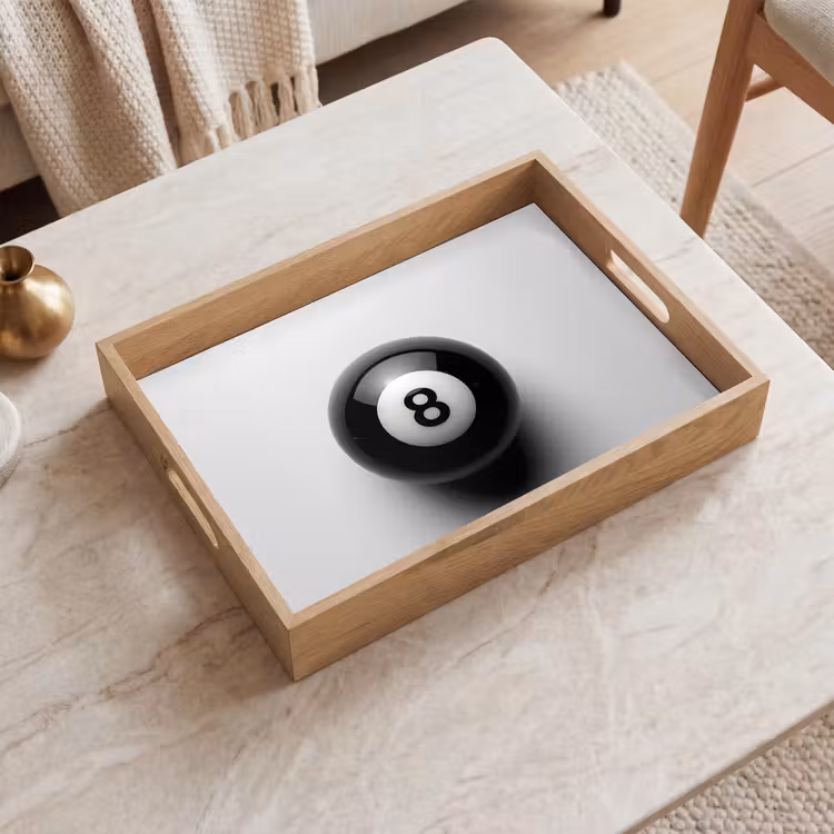 Dienblad - Biljartbal - Getal - Acht - Wit — 2