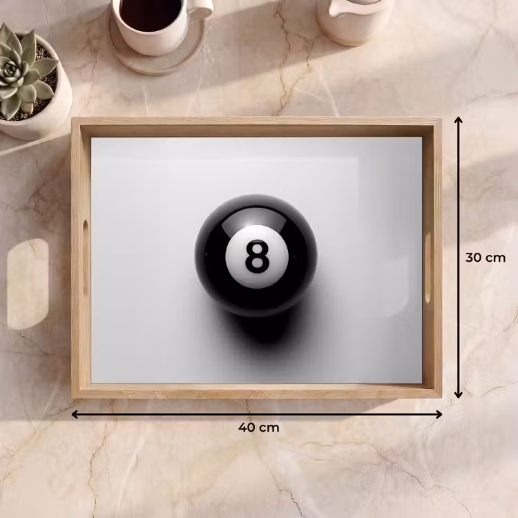 Dienblad - Biljartbal - Getal - Acht - Wit — 9