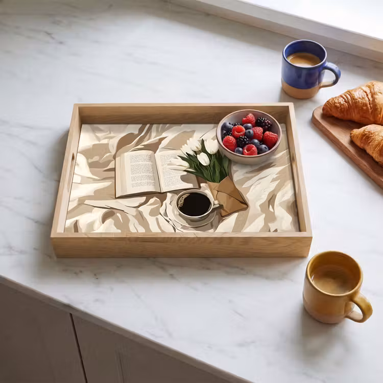 Dienblad - Boek - Illustratie - Tulpen - Koffie — 4