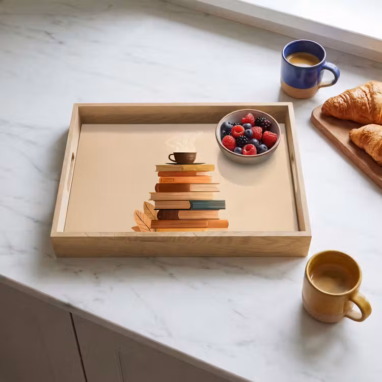 Dienblad - Boeken - Toren - Koffie - Beige — 4