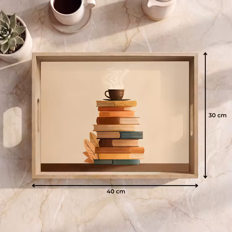 Dienblad - Boeken - Toren - Koffie - Beige — 9