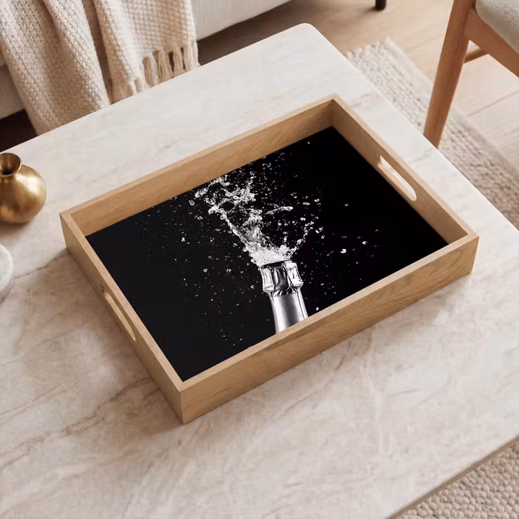 Dienblad - Champagne - Zwart - Spetters - Popping — 2