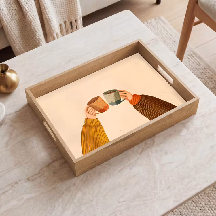 Dienblad - Illustratie - Mokken - Proosten - Bruin — 2
