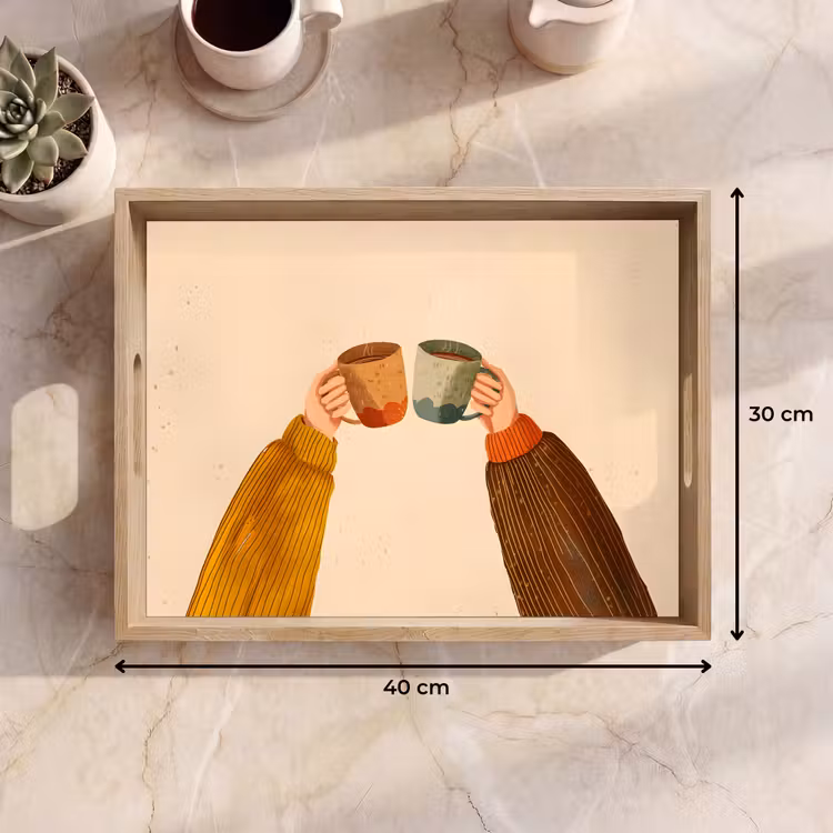 Dienblad - Illustratie - Mokken - Proosten - Bruin — 9