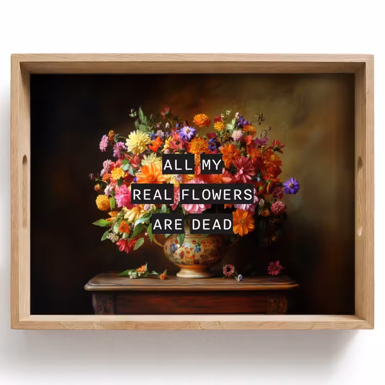 Dienblad - Kleur - Bloemen - Vintage - Bloemenvaas — 1