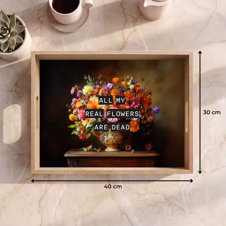 Dienblad - Kleur - Bloemen - Vintage - Bloemenvaas — 9