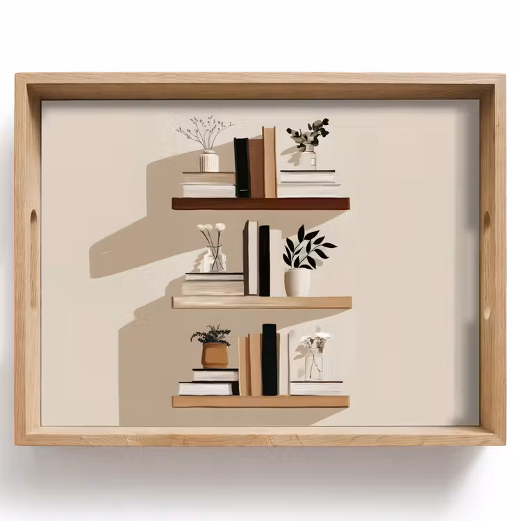 Dienblad - Plankjes - Boeken - Vaasjes - Planten — 1