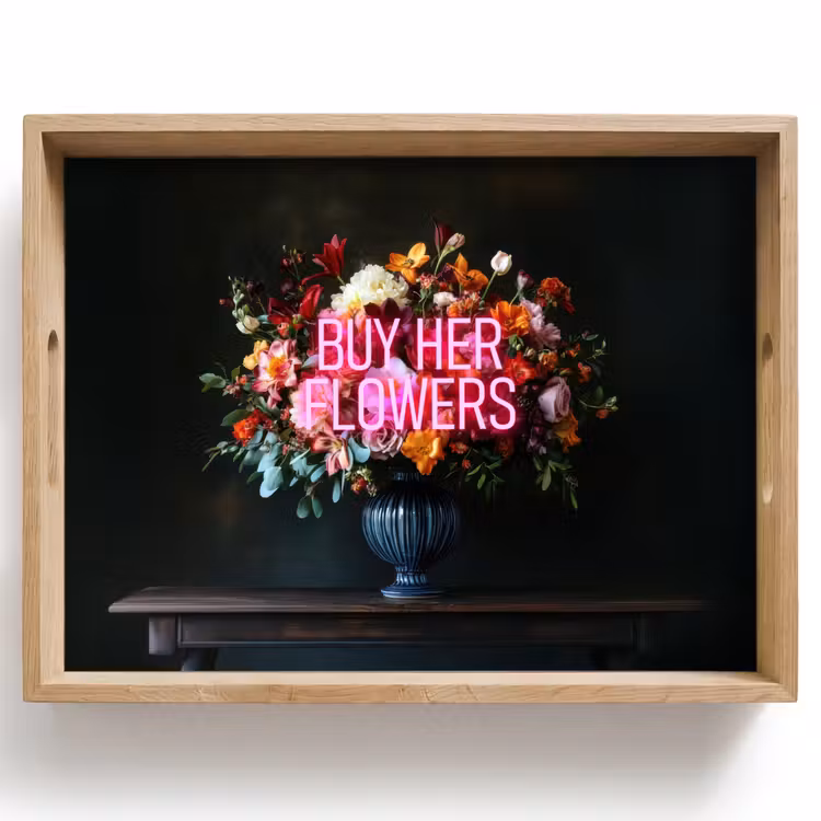 Dienblad - Quote - Bloemen - Vaas - Neon — 1
