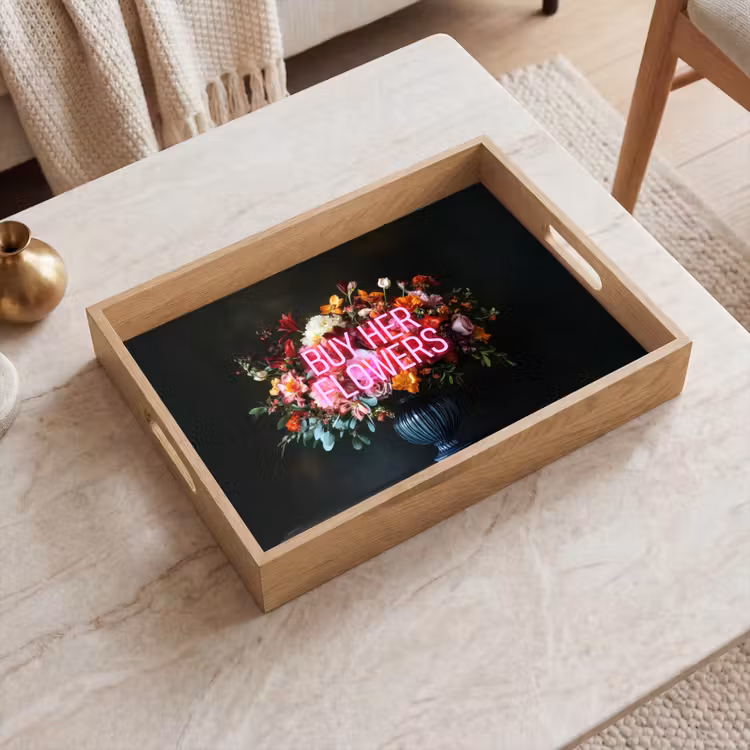Dienblad - Quote - Bloemen - Vaas - Neon — 2