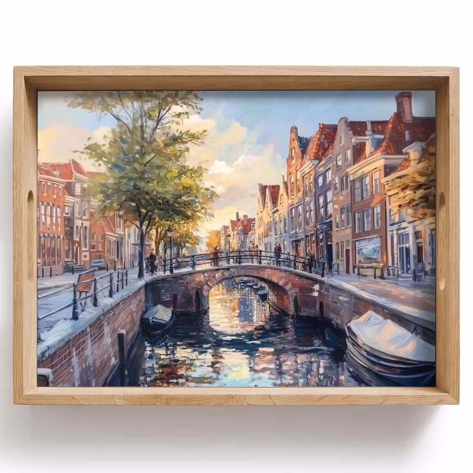 Dienblad - Brug - Stad - Huizen - Boot — 1