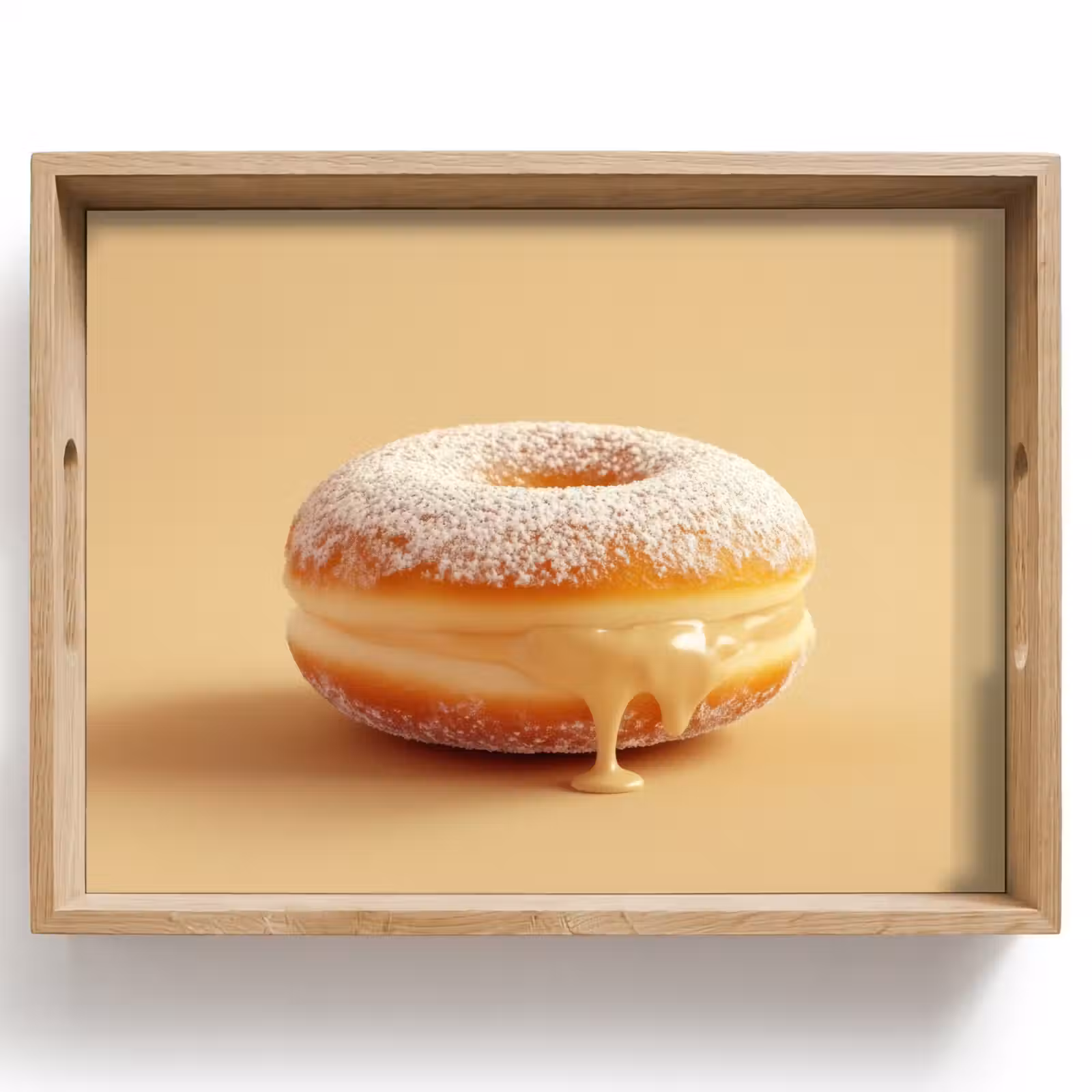 Dienblad - Donut - Romig - Poedersuiker - Beige — 1