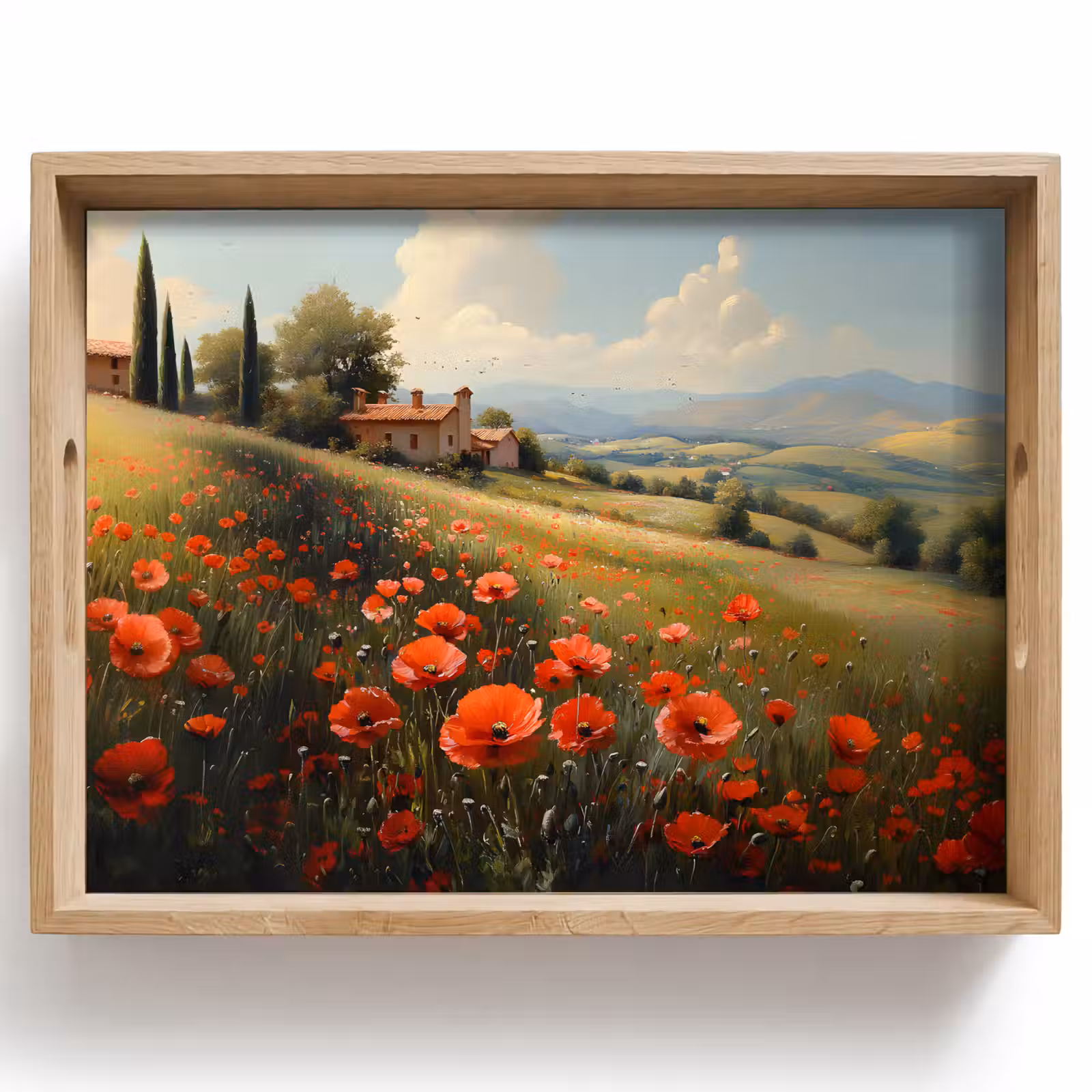 Dienblad - Klaprozen - Rood - Heuvels - Landschap — 1