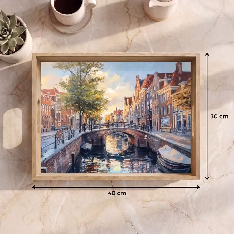 Dienblad - Brug - Stad - Huizen - Boot — 9