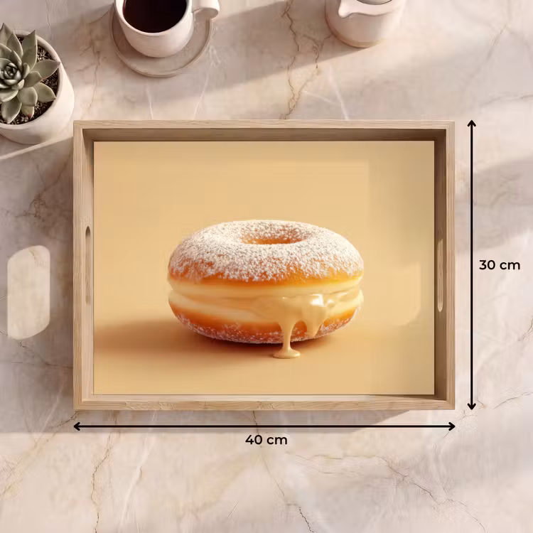 Dienblad - Donut - Romig - Poedersuiker - Beige — 9