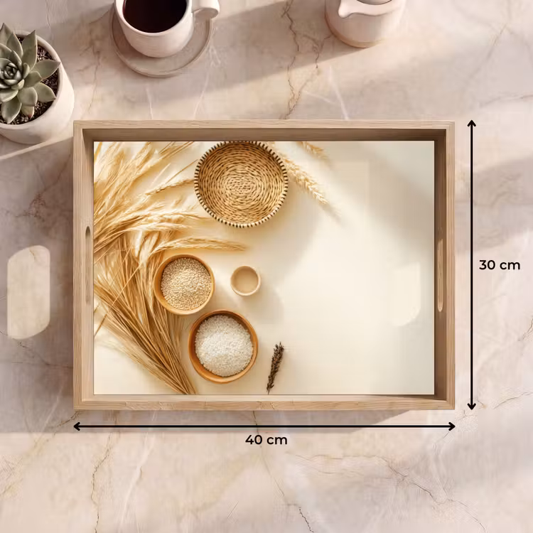 Dienblad - Granen - Hout - Kom - Beige — 9