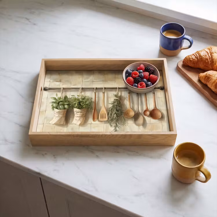 Dienblad - Hout - Keukengerei - Stilleven - Tegels — 4